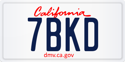 CA license plate 7BKD