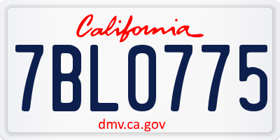 CA license plate 7BL0775