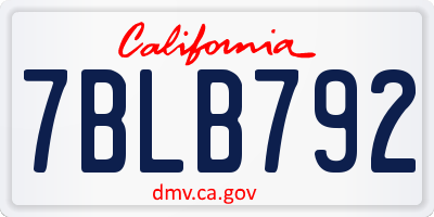 CA license plate 7BLB792