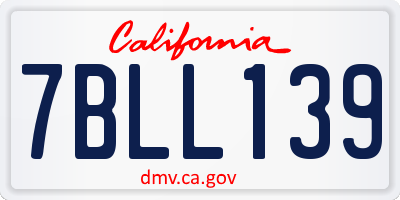 CA license plate 7BLL139