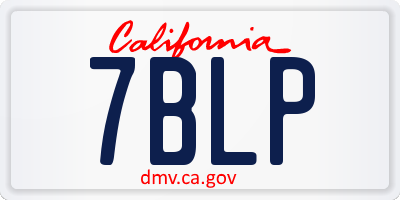 CA license plate 7BLP