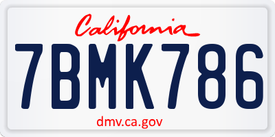 CA license plate 7BMK786