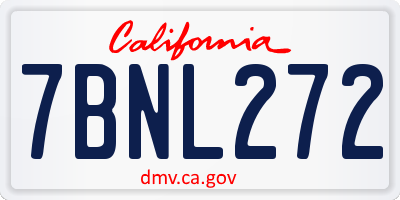 CA license plate 7BNL272