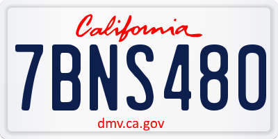 CA license plate 7BNS480