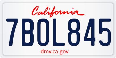 CA license plate 7BOL845