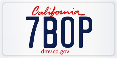 CA license plate 7BOP