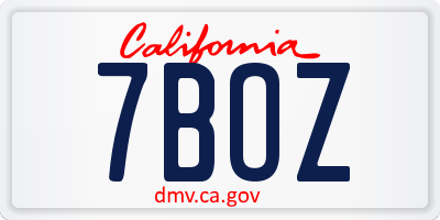 CA license plate 7BOZ