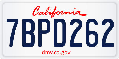 CA license plate 7BPD262