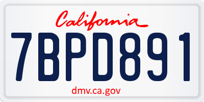 CA license plate 7BPD891