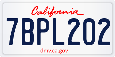 CA license plate 7BPL202