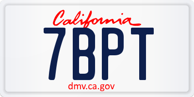 CA license plate 7BPT