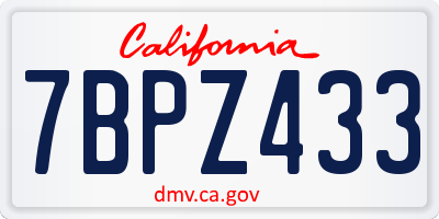 CA license plate 7BPZ433