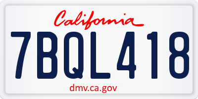 CA license plate 7BQL418
