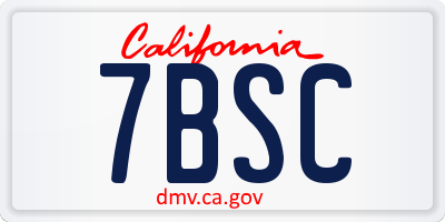 CA license plate 7BSC