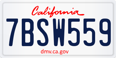 CA license plate 7BSW559