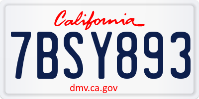 CA license plate 7BSY893