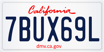 CA license plate 7BUX69L