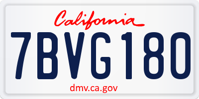 CA license plate 7BVG180