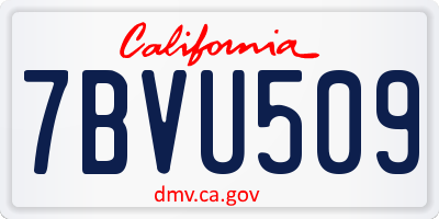 CA license plate 7BVU509