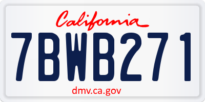 CA license plate 7BWB271