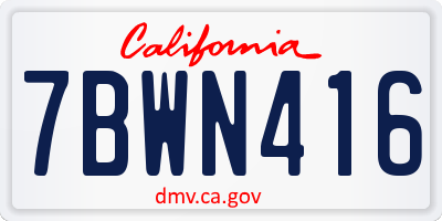 CA license plate 7BWN416