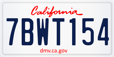 CA license plate 7BWT154