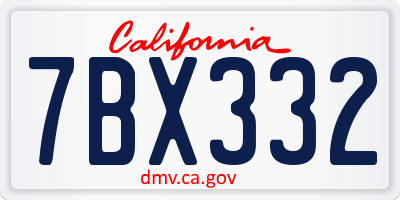 CA license plate 7BX332