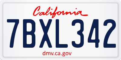 CA license plate 7BXL342
