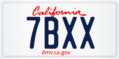 CA license plate 7BXX