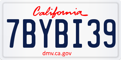 CA license plate 7BYBI39