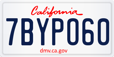 CA license plate 7BYPO60