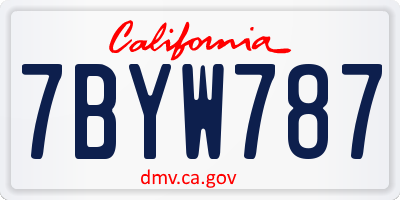 CA license plate 7BYW787