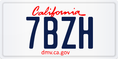 CA license plate 7BZH