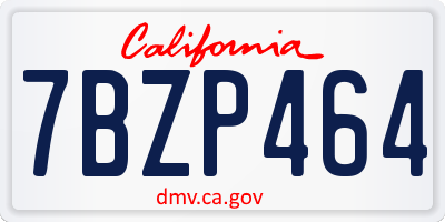 CA license plate 7BZP464