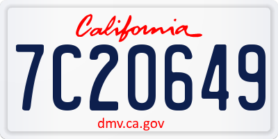 CA license plate 7C20649