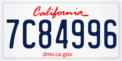 CA license plate 7C84996