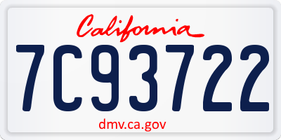 CA license plate 7C93722