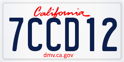 CA license plate 7CCD12