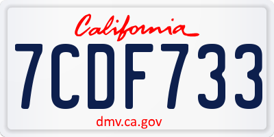 CA license plate 7CDF733