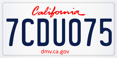 CA license plate 7CDU075