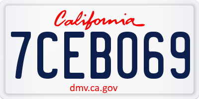 CA license plate 7CEB069