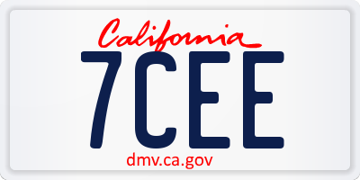 CA license plate 7CEE