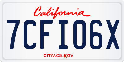 CA license plate 7CFI06X