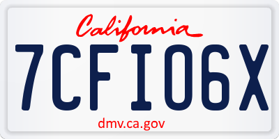 CA license plate 7CFIO6X