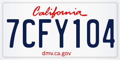 CA license plate 7CFY104