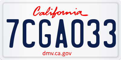 CA license plate 7CGA033