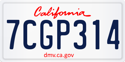 CA license plate 7CGP314