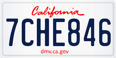 CA license plate 7CHE846
