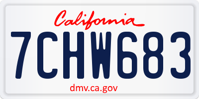 CA license plate 7CHW683