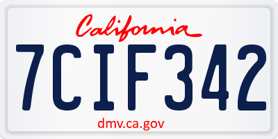 CA license plate 7CIF342